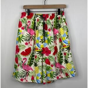 Men’s Size 2XL Tropical Flamingo Toucan Swim Trunks Lined Stretch Board Shorts